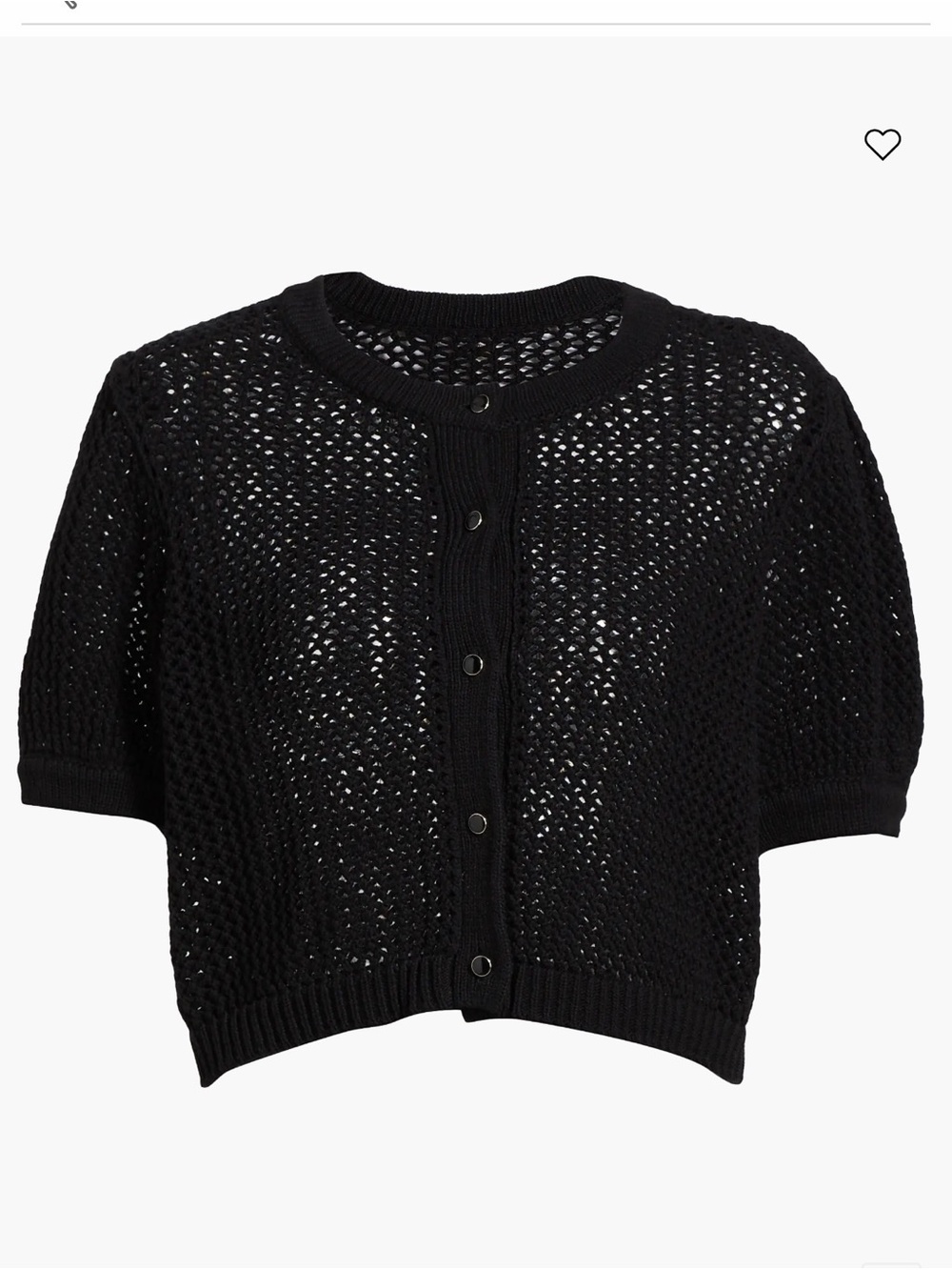Black Open-Weave Short Sleeve Cardigan Sweater